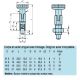 Doigt d'indexage avec blocage M10, corps et écrou en acier zingué, doigt en acier inoxydable, bouton moleté en polyamide