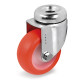 Roulette à oeil INOX polyuréthane rouge pivotante diamètre 60 mm - 70 Kg